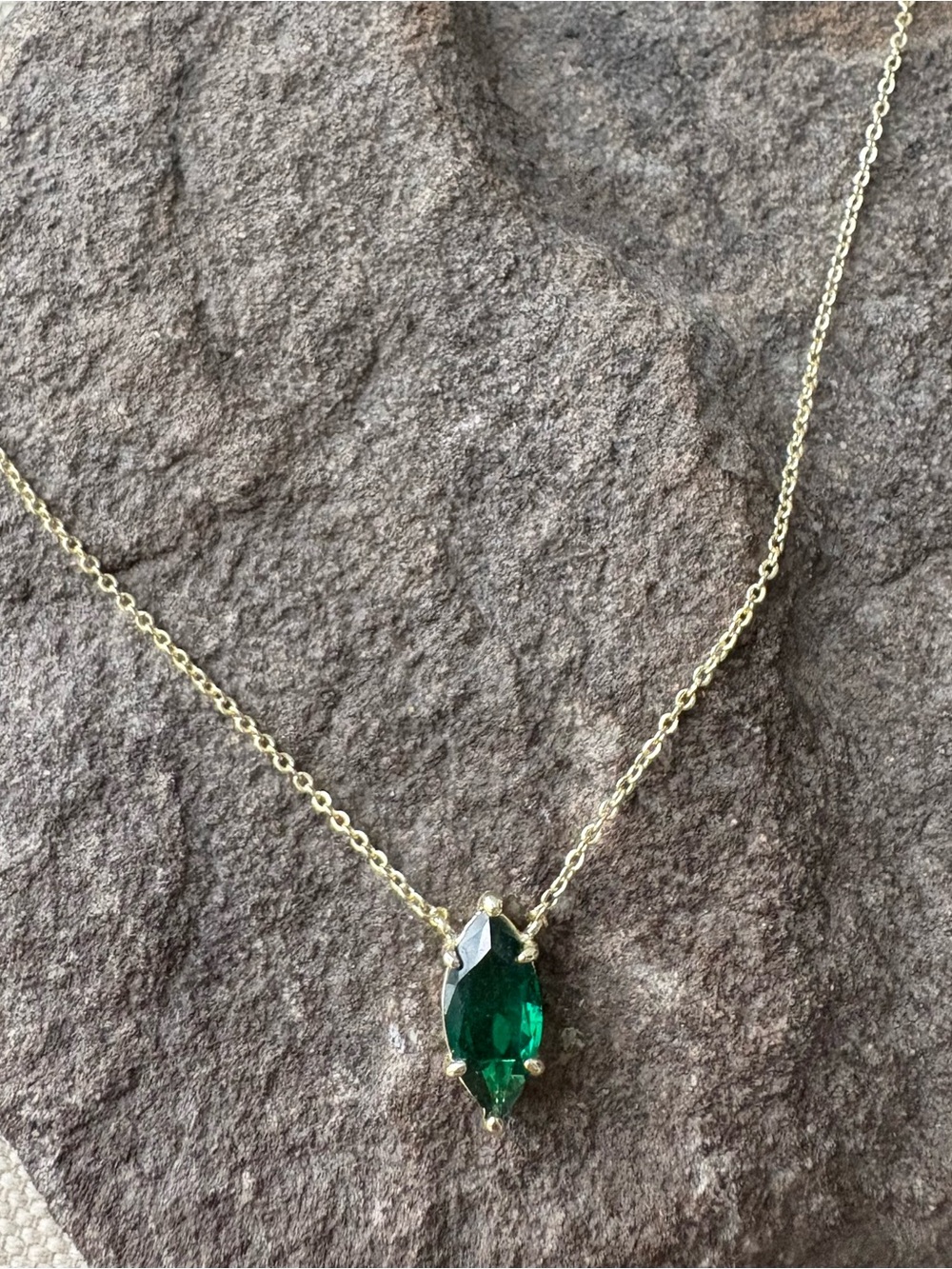 Melinda Maria Baby Monarch Marquise Necklace with Green Emerald